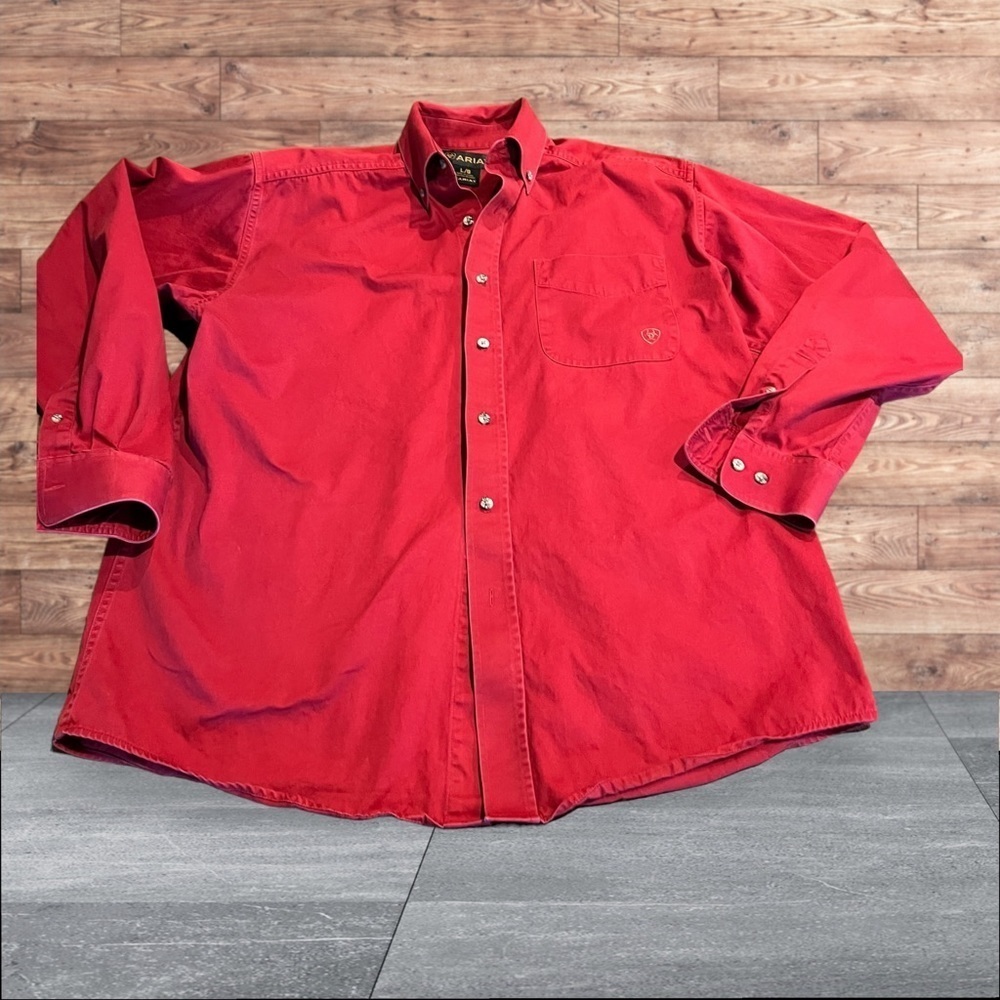 Ariat Men’s Red Button Down Western Shirt Size Large
